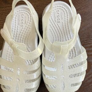 CROCS Kids Cream Glitter Classic Sandals
